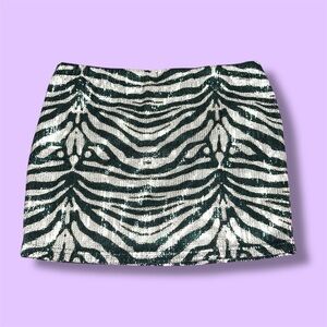 Fashion Nova Sequin Zebra Print Mini Skirt